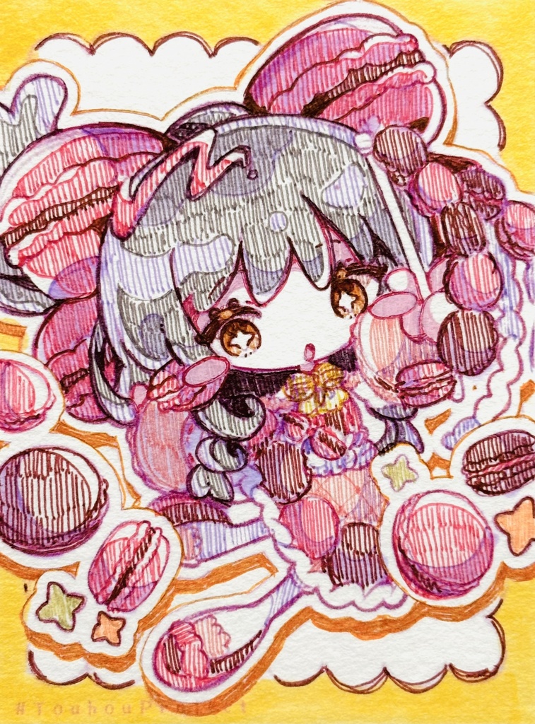 東方Project ボールペン原画 マカロンれいむ