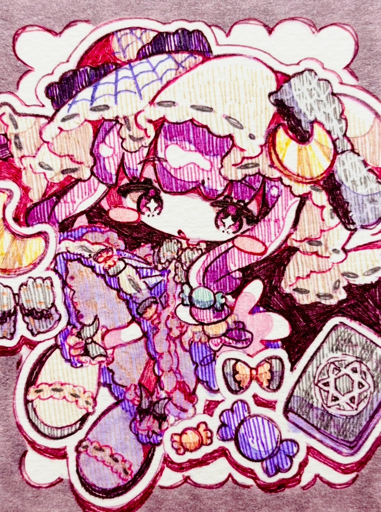 東方Project ボールペン原画 ゴシックハロウィンパチュリー