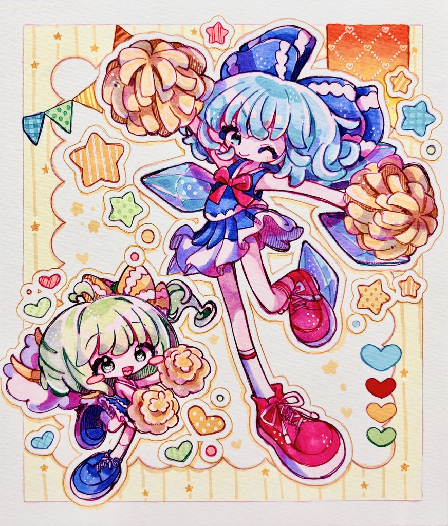 東方Project 直筆詰め込み小色紙 チルノ×大妖精🎉