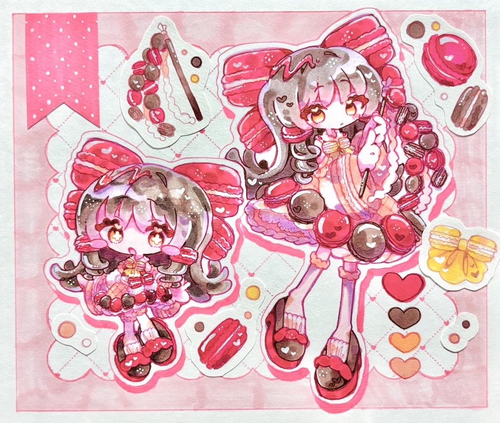 東方Project 直筆フレーク中色紙 マカロンれいむ