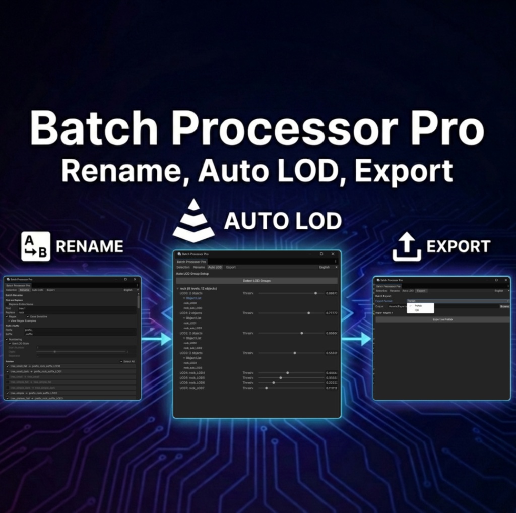 Batch Processor Pro - Rename, Auto LOD, Export