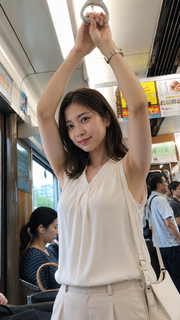 吊り革女子 デジタル壁紙パック(スマホ用10枚)