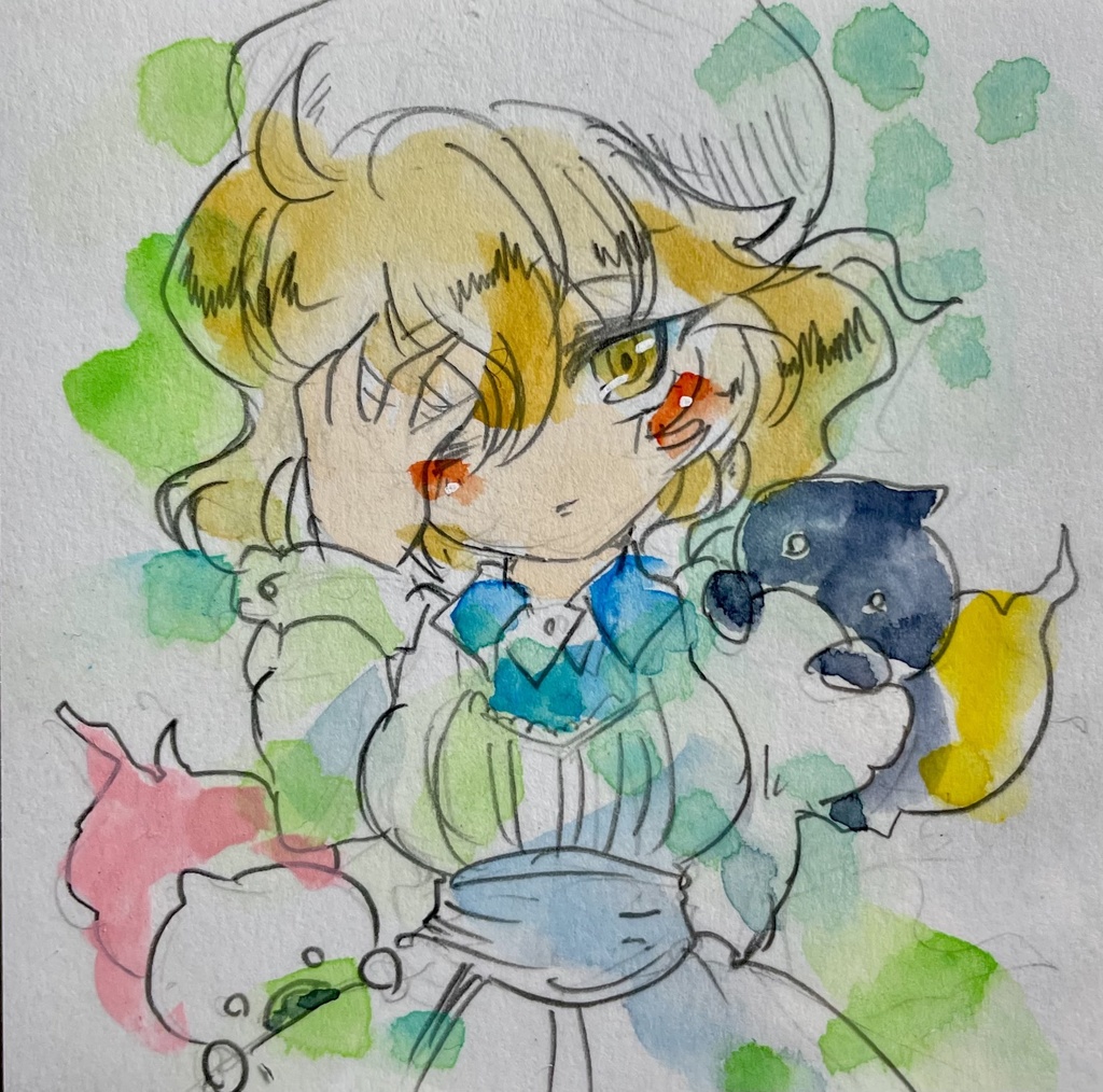 手描きイラスト色紙　虚構推理　岩永琴子