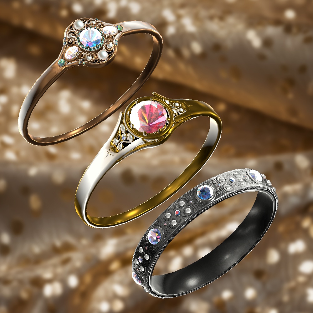 【Cavo's】リッチ 指輪アクセサリー 3点セット