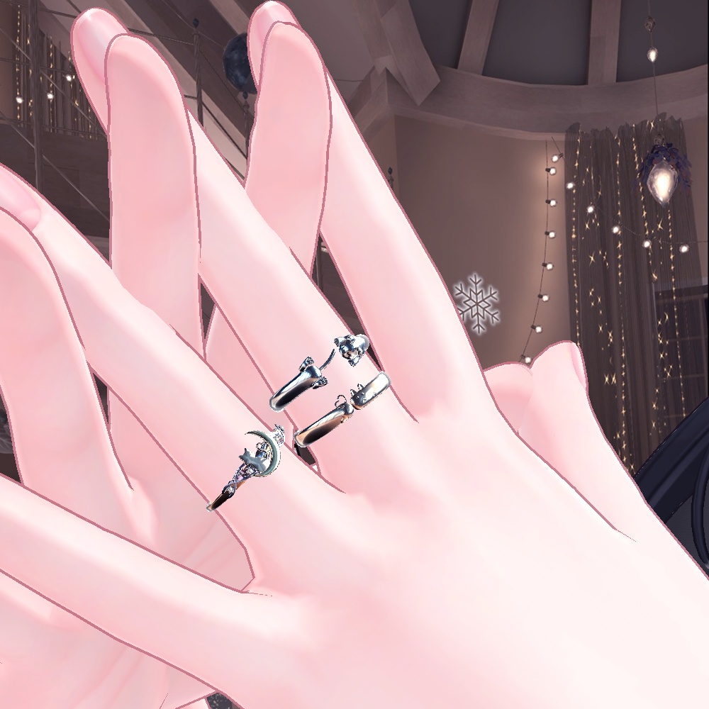【Cavo's】ねこ 指輪アクセサリー 3点セット