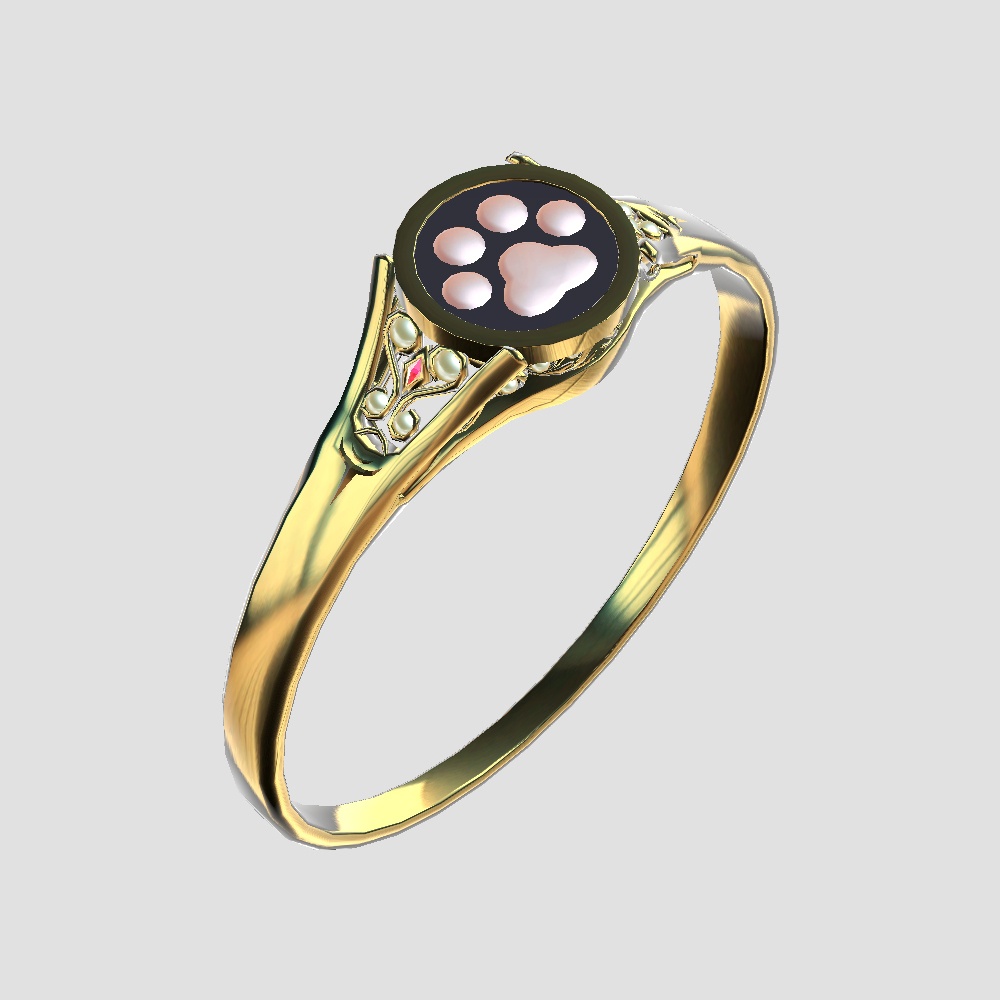 【Cavo's】ねこ 指輪アクセサリー ~スコティッシュ添え~ 3点セット