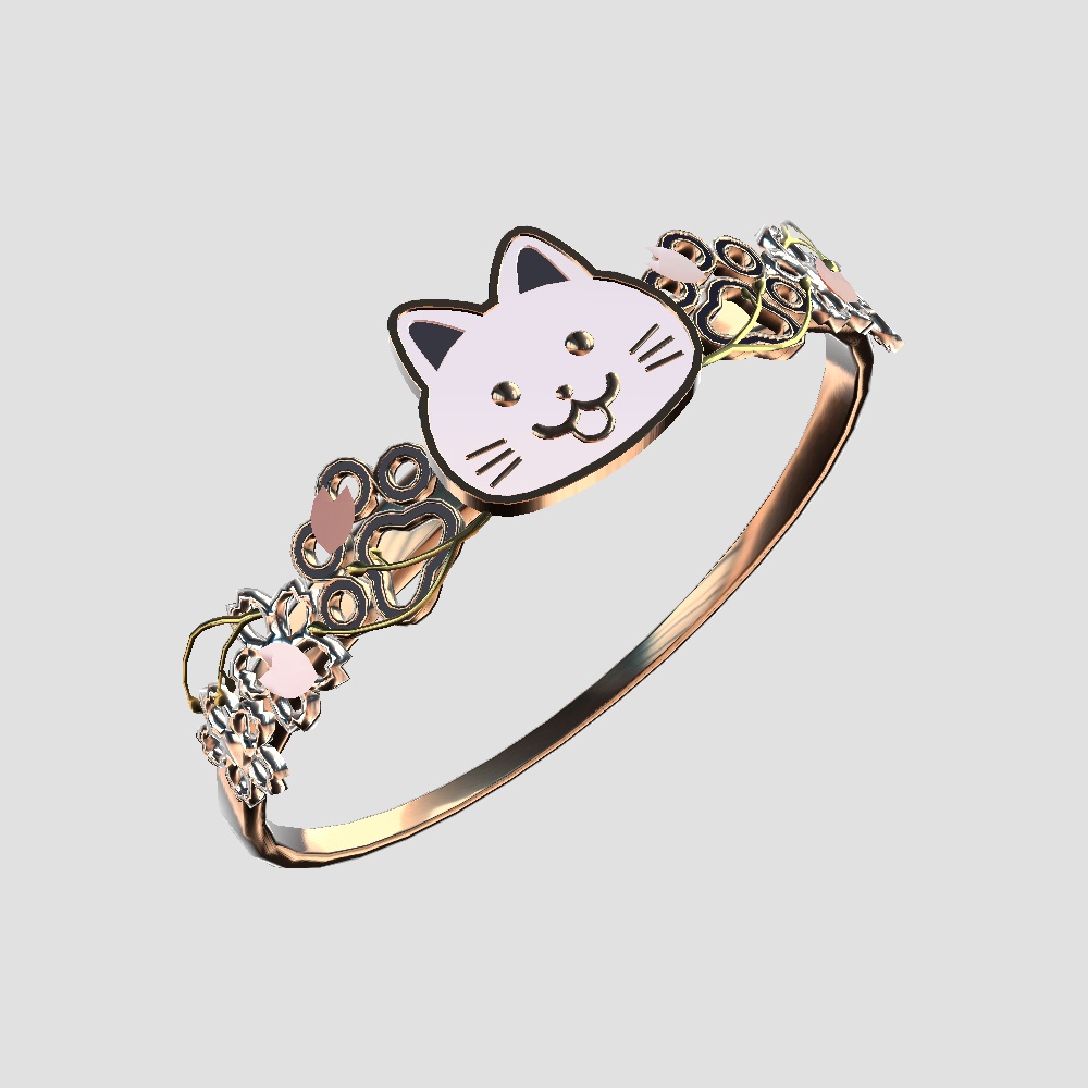 【Cavo's】ねこ 指輪アクセサリー ~スコティッシュ添え~ 3点セット