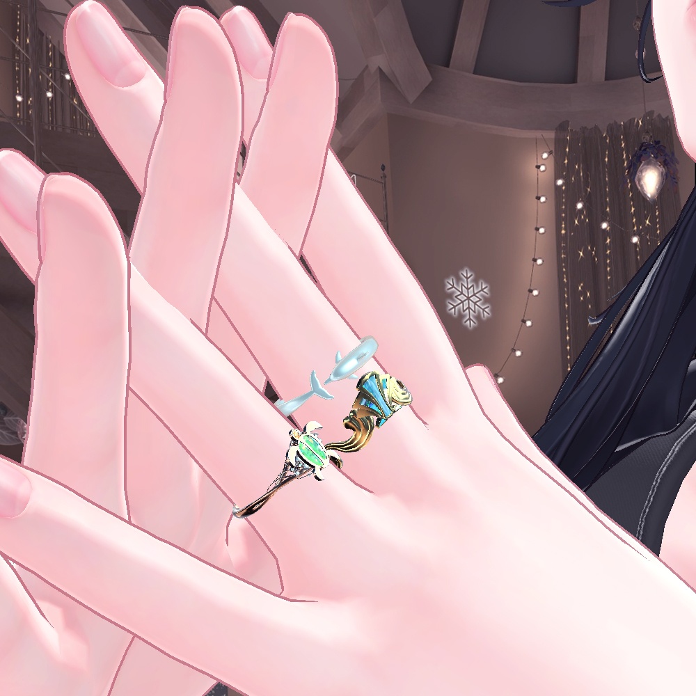 【Cavo's】海のいきもの 指輪アクセサリー 3点セット