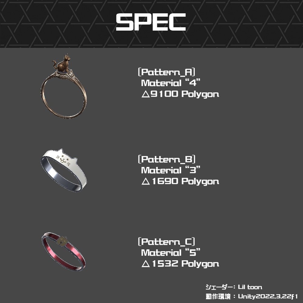 【Cavo's】ねこ 指輪アクセサリーⅢ 3点セット