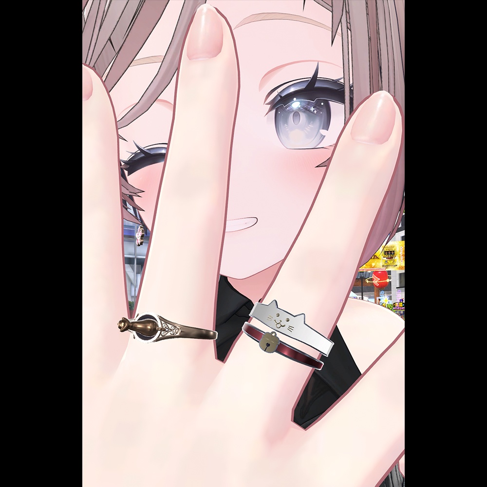 【Cavo's】ねこ 指輪アクセサリーⅢ 3点セット