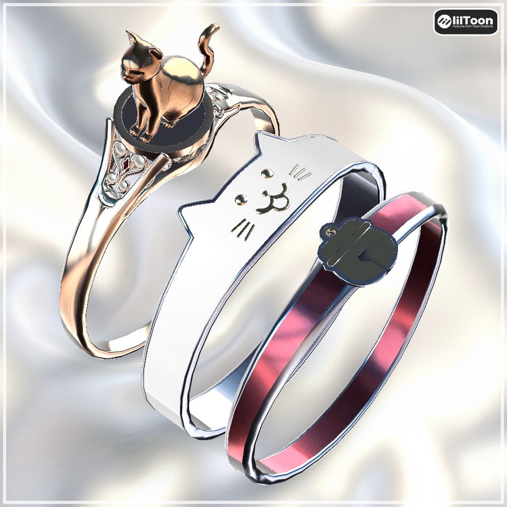 【Cavo's】ねこ 指輪アクセサリー ～ゆるかわ編～ 3点セット