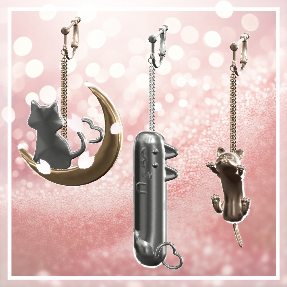 【Cavo's】ねこ イヤリング 3点セット