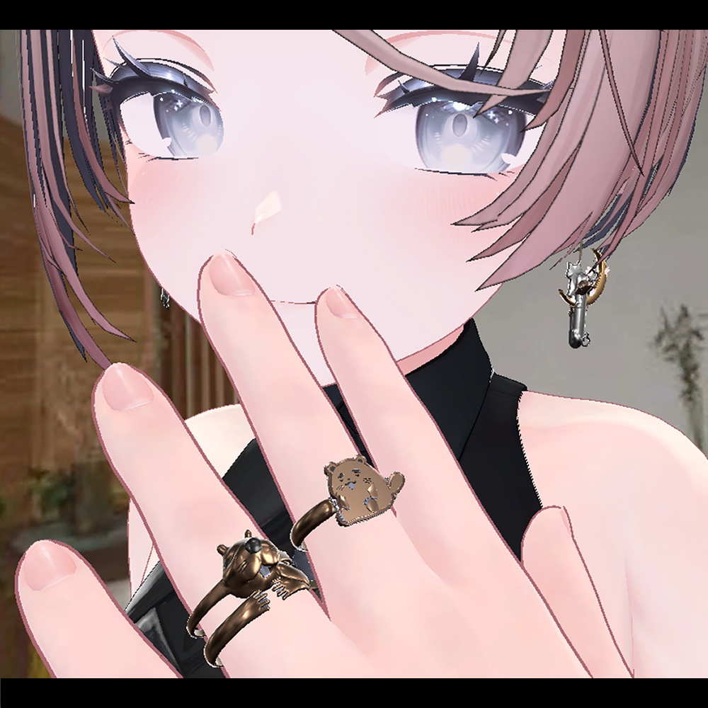 【Cavo's】ビーバー 指輪アクセサリー 3点セット