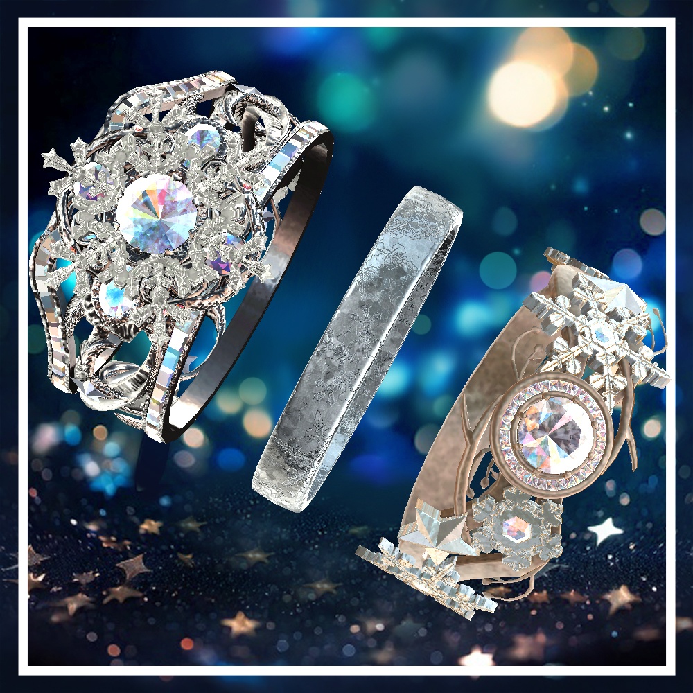 【Cavo's】雪の結晶 指輪アクセサリー 3点セット