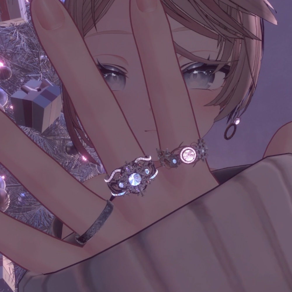 【Cavo's】雪の結晶 指輪アクセサリー 3点セット