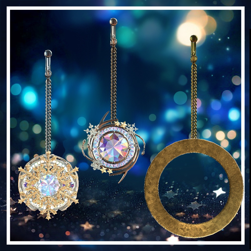 【Cavo's】雪の結晶 イヤリング 3点セット