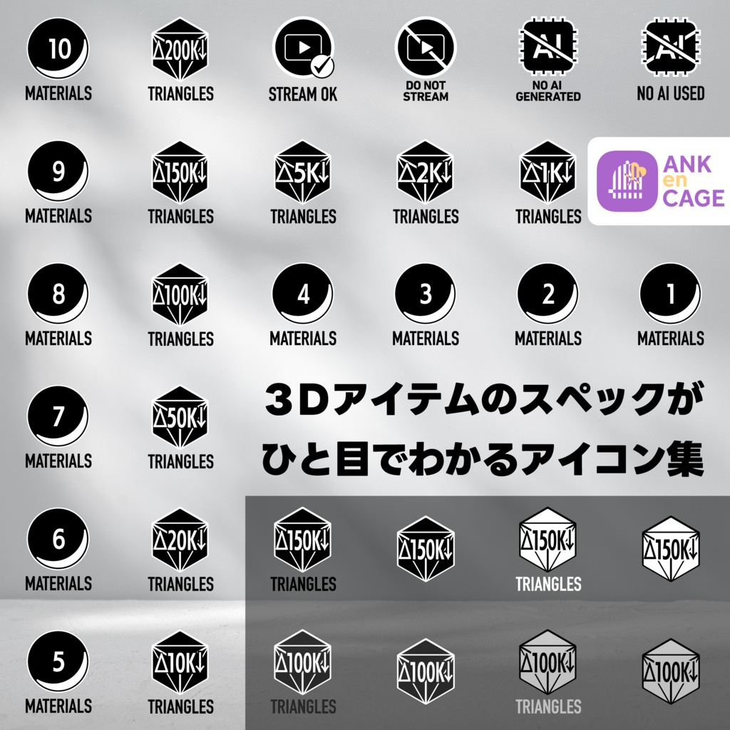 【無料】3Dアイテムのスペックがひと目で分かるアイコン集