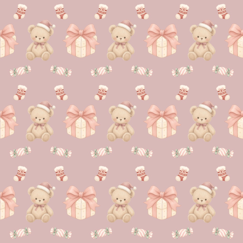 Christmas Sweet Collection - Dusty Pink|淡色クリスマス シームレスパターン4柄セット