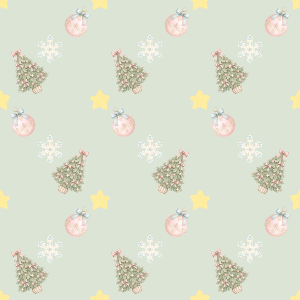 Christmas Sweet Collection - Sage Green|淡色クリスマス シームレスパターン4柄セット