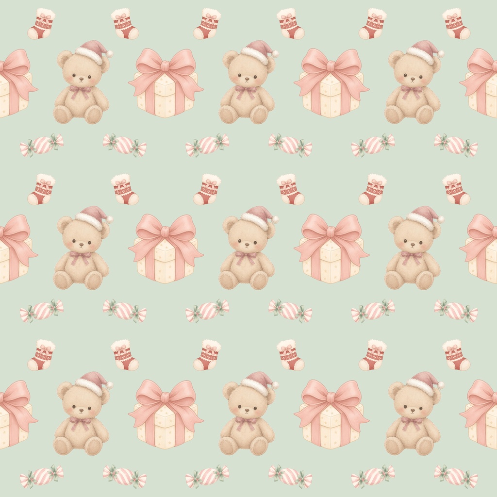 Christmas Sweet Collection - Sage Green|淡色クリスマス シームレスパターン4柄セット