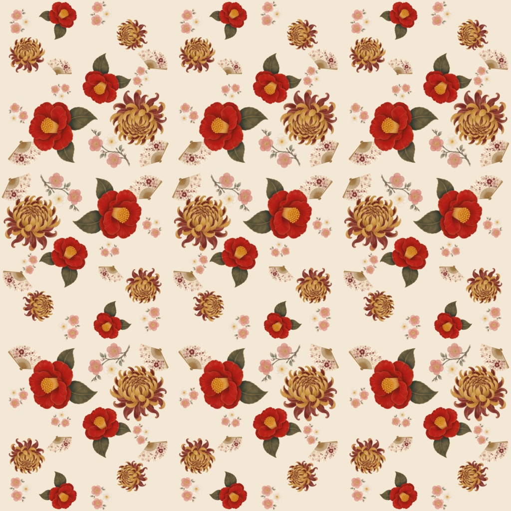 Retro Kimono Collection – Antique Ivory Vintage Japanese Seamless Patterns