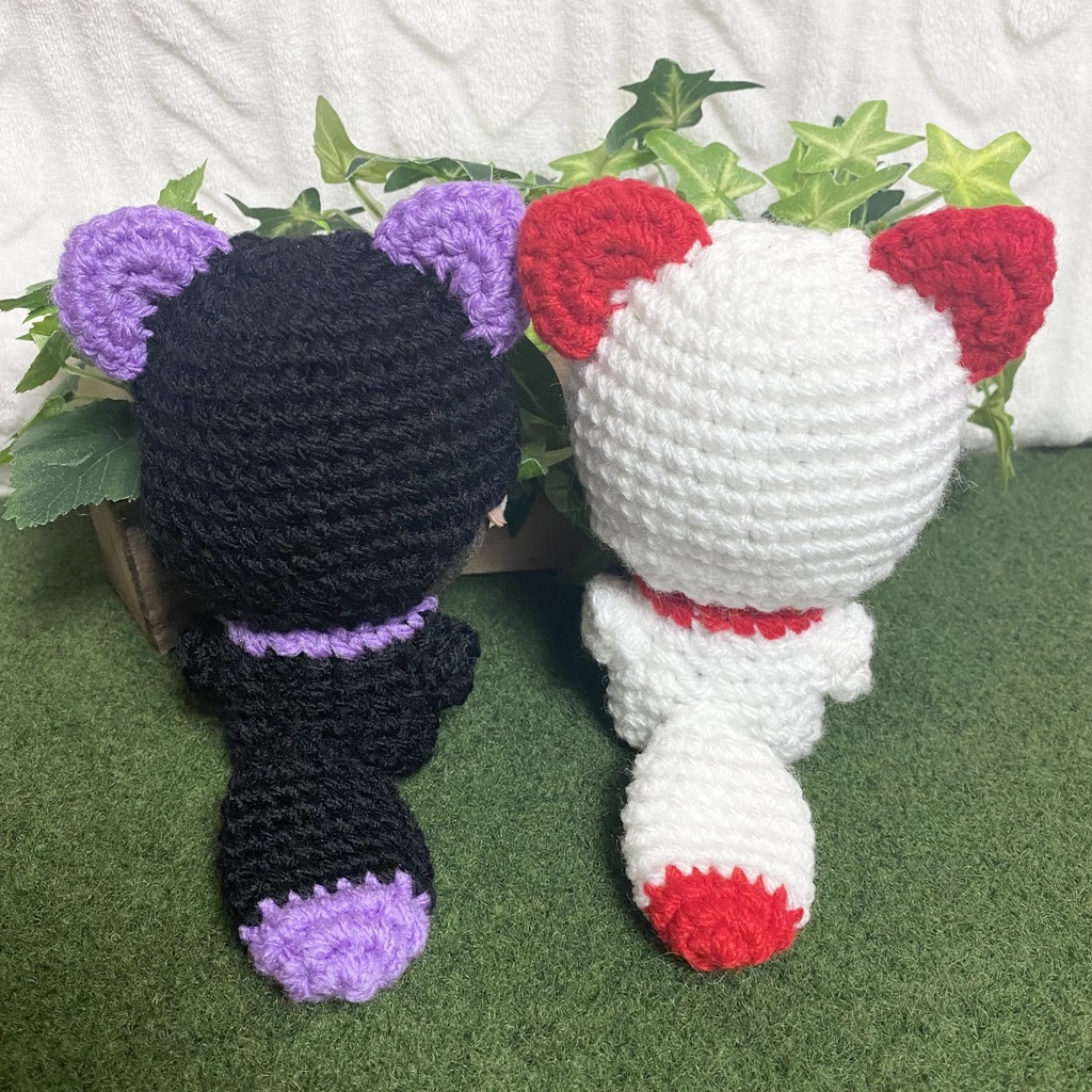 和狐(朱×白・紫×黒)ちびぐるみサイズ