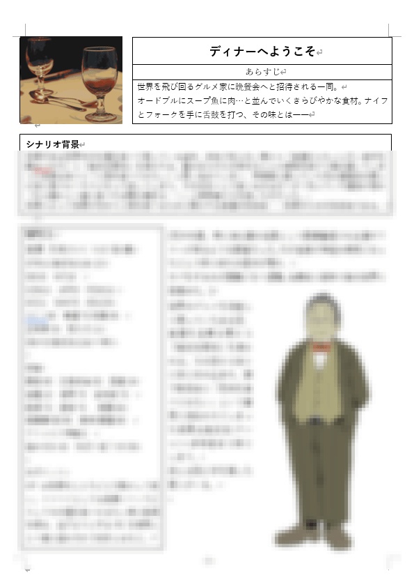 CoCシナリオ『ディナーへようこそ』