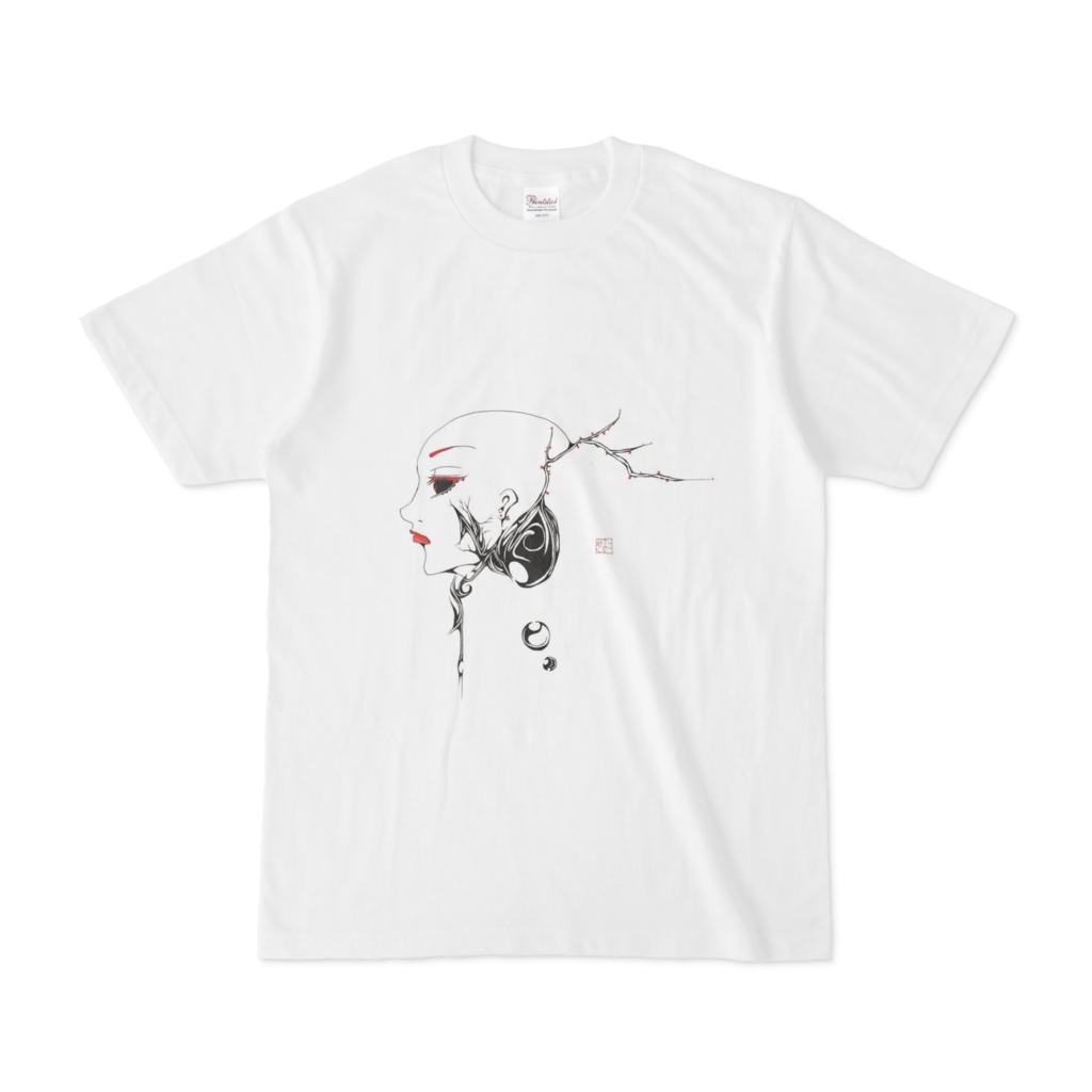 和柄パンクTシャツ-白-