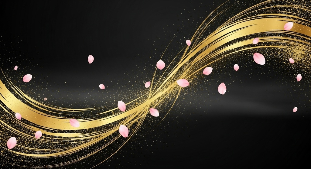 和柄ゴールド×桜の高級背景セット（8枚）商用利用OK