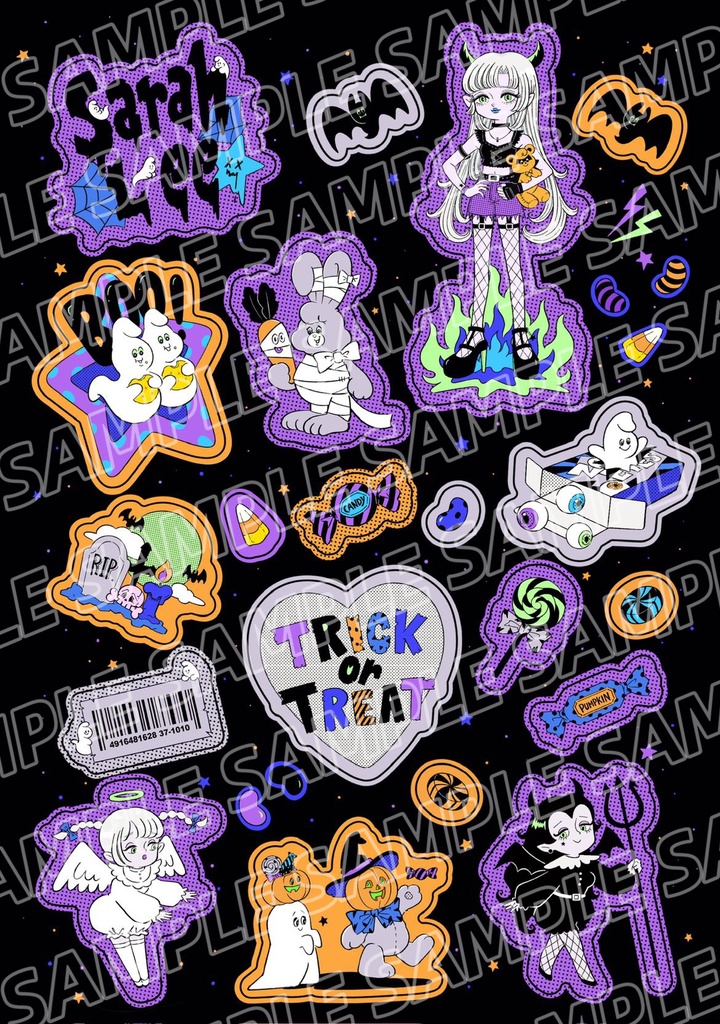 【期間限定】Sarah L-ee オリジナルハロウィンシール 🍭「Treat or Treat」🖤