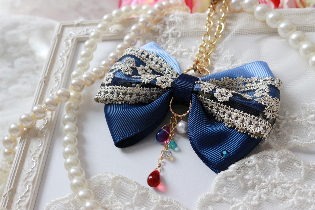 稲妻イメージリボンバッグチャーム