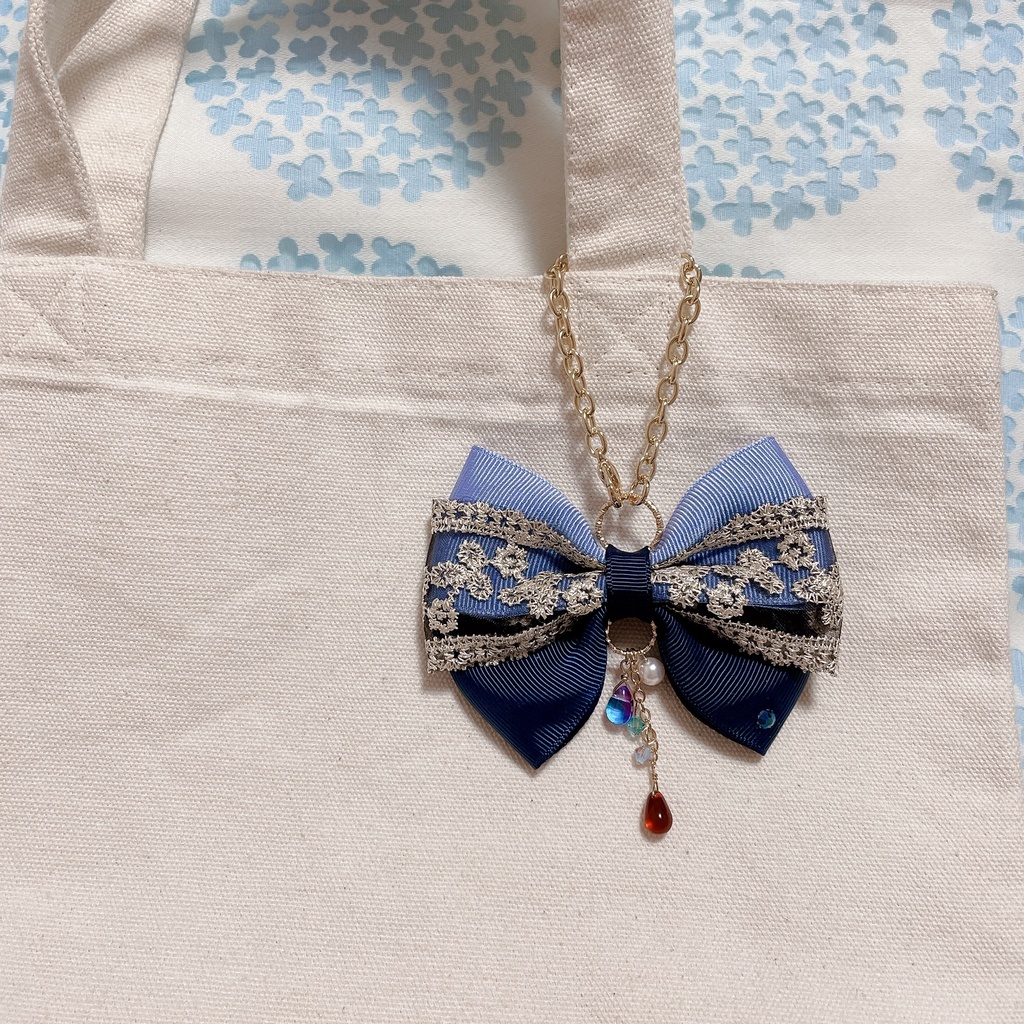 稲妻イメージリボンバッグチャーム