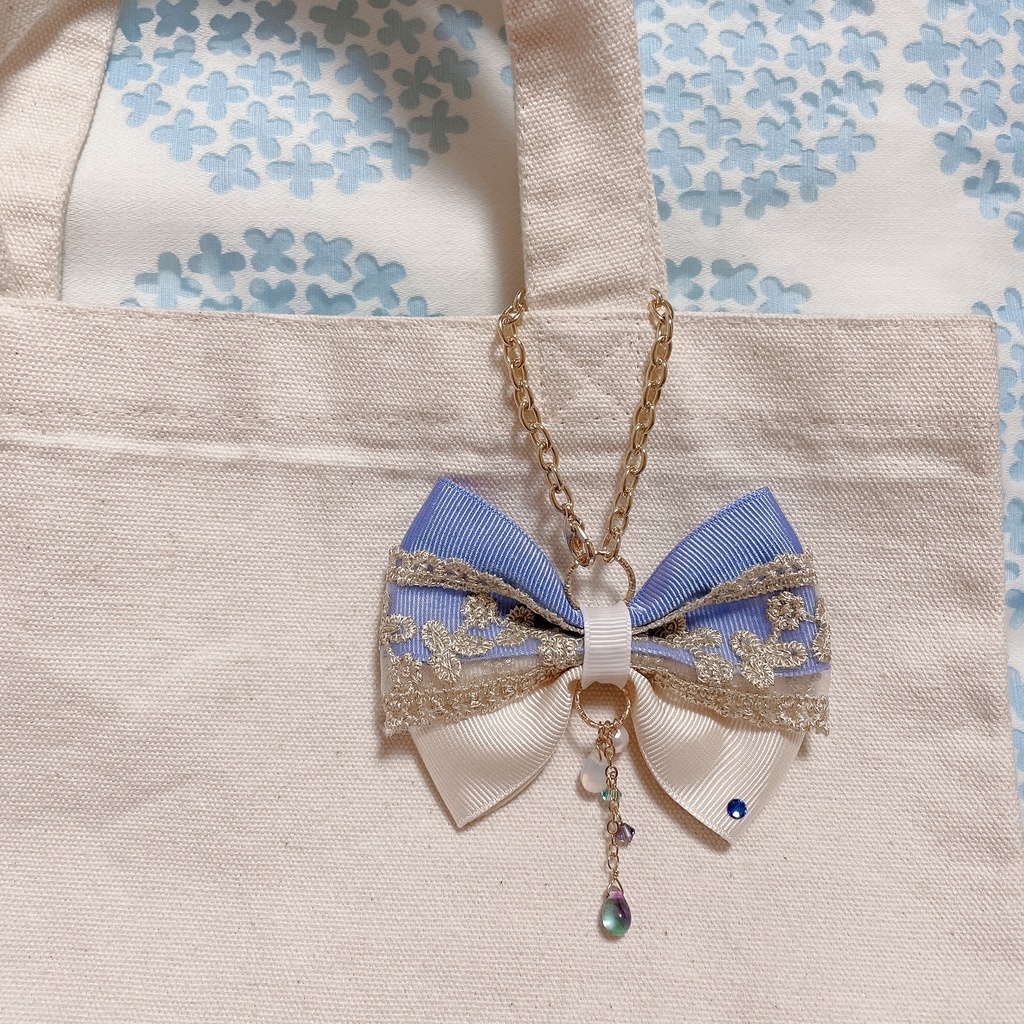 稲妻イメージリボンバッグチャーム