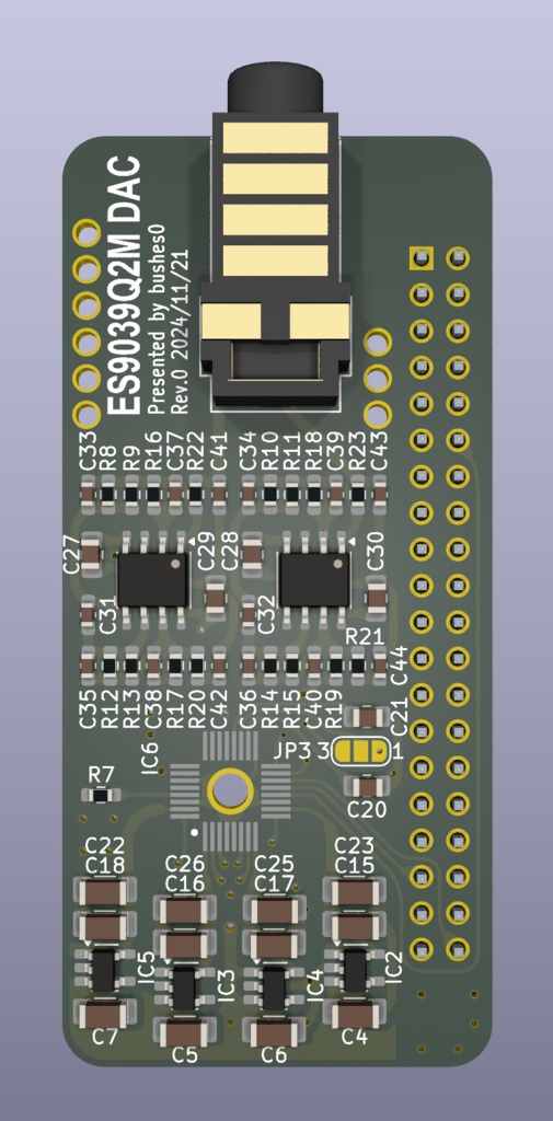 ES9039Q2M DAC BOARD Rev.0(緑レジスト)