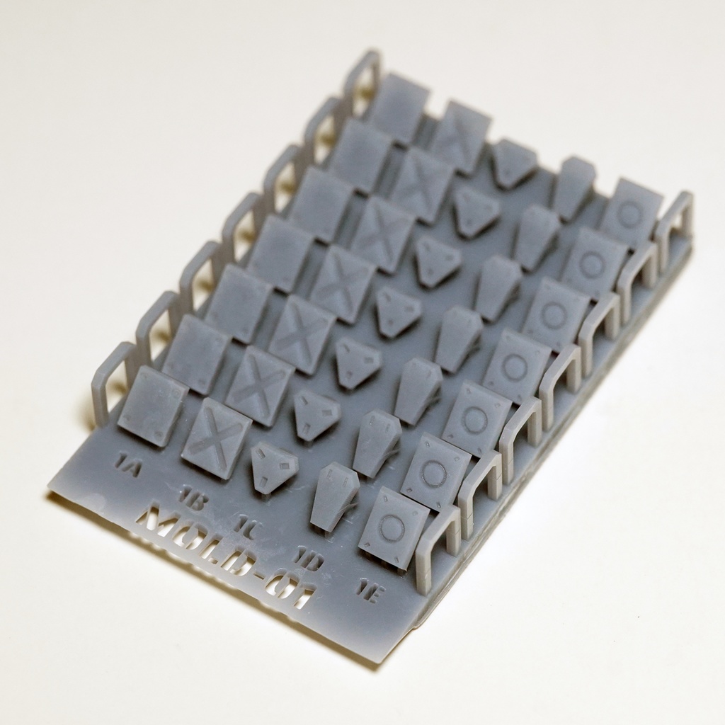 モールドパーツ01(3mm穴用) 5種類(各7個)3Dプリンタ出力品 ディテールアップパーツ プラモデル用