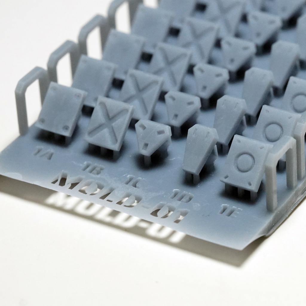 モールドパーツ01(3mm穴用) 5種類(各7個)3Dプリンタ出力品 ディテールアップパーツ プラモデル用