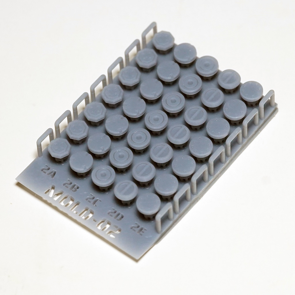 モールドパーツ02(3mm穴用) 5種類(各7個)3Dプリンタ出力品 ディテールアップパーツ プラモデル用