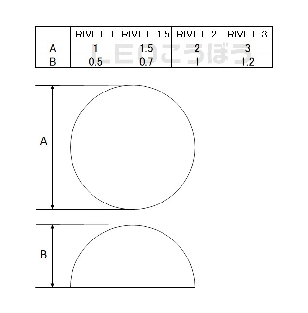 リベットモールド 直径:3mm ×105個 3Dプリンタ出力品 ディテールアップパーツ プラモデル用