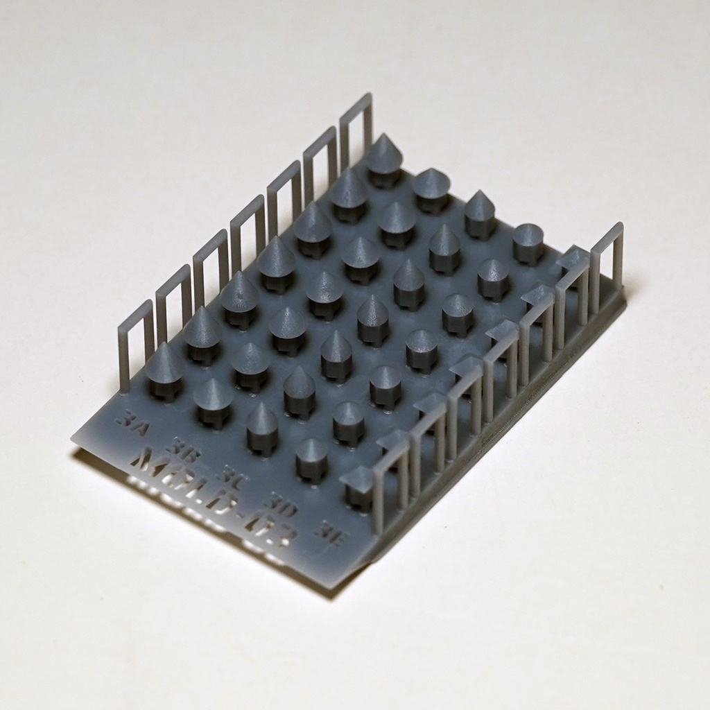 モールドパーツ03(3mm穴用) 5種類(各7個)3Dプリンタ出力品 ディテールアップパーツ プラモデル用