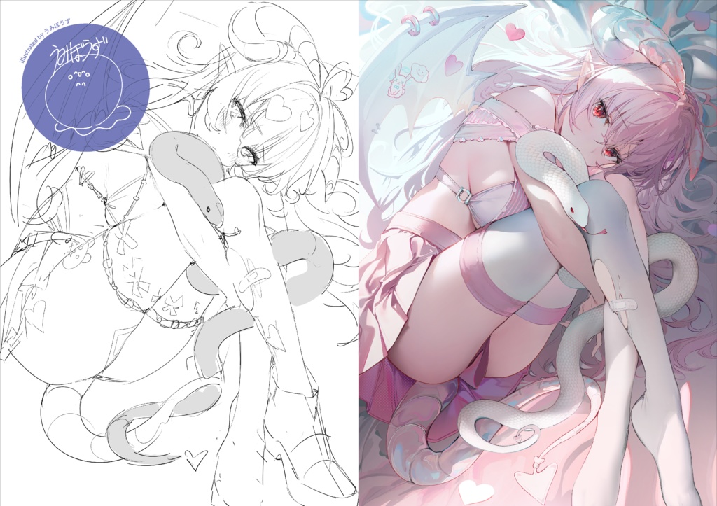 「塗り線画」の塗り illustrated by うみぼうず(絵伝 -KAIDEN- vol.2)