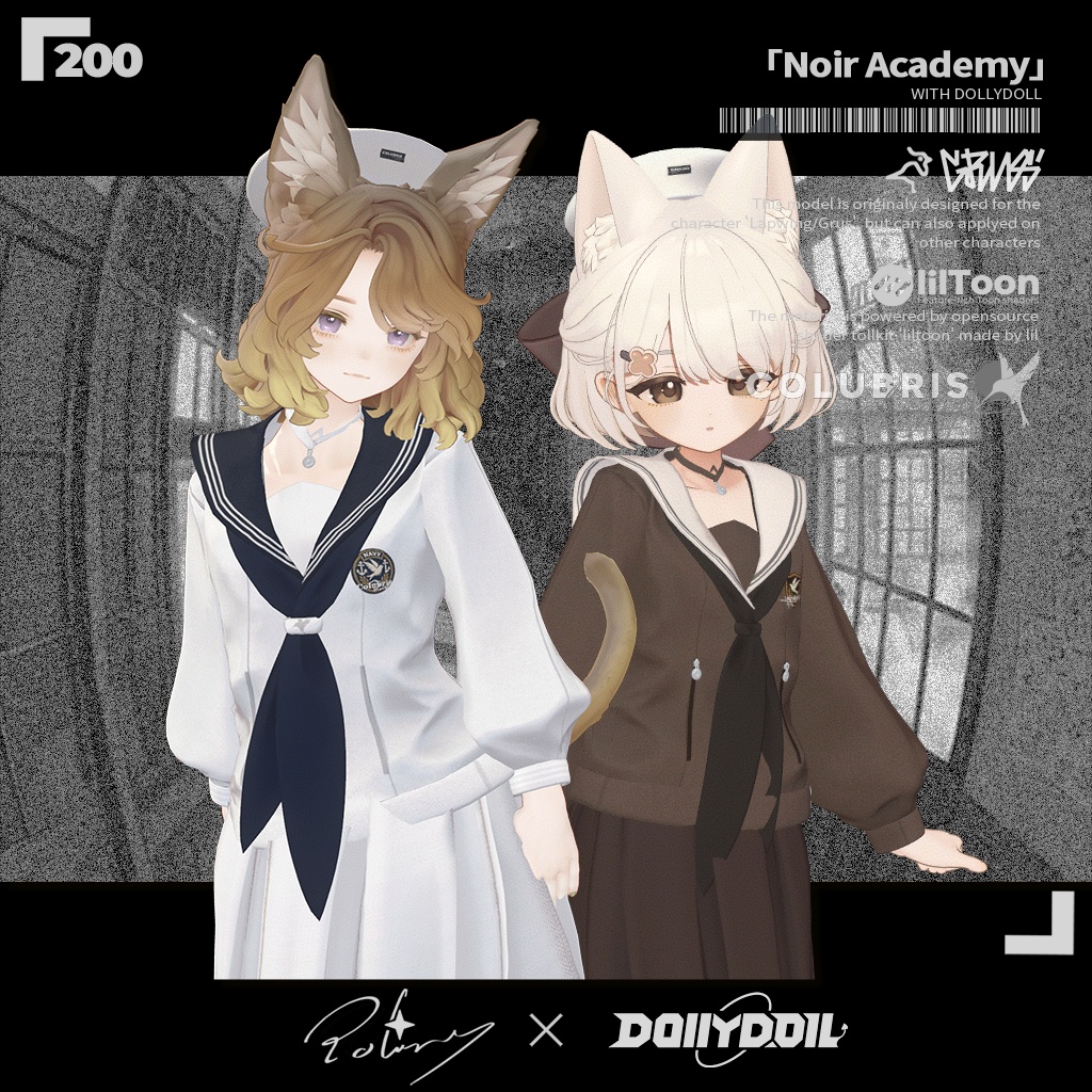 ⬛⬜[5/26->6/16 SALE中 3000 -> 2000]PolarisXDollyDoll -「Noir Academy」for 8 Avatars