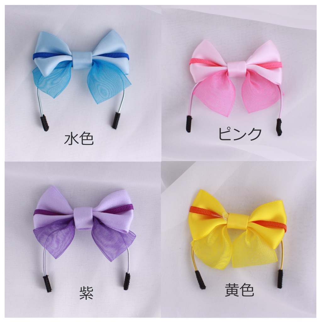 【1/6ドール用】ラインWリボンカチューシャ大