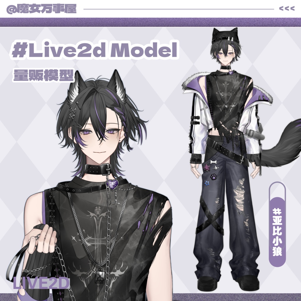 【Live2D Model】亚比小狼/Wolf boy【汎用型モデル】(VTS対応)