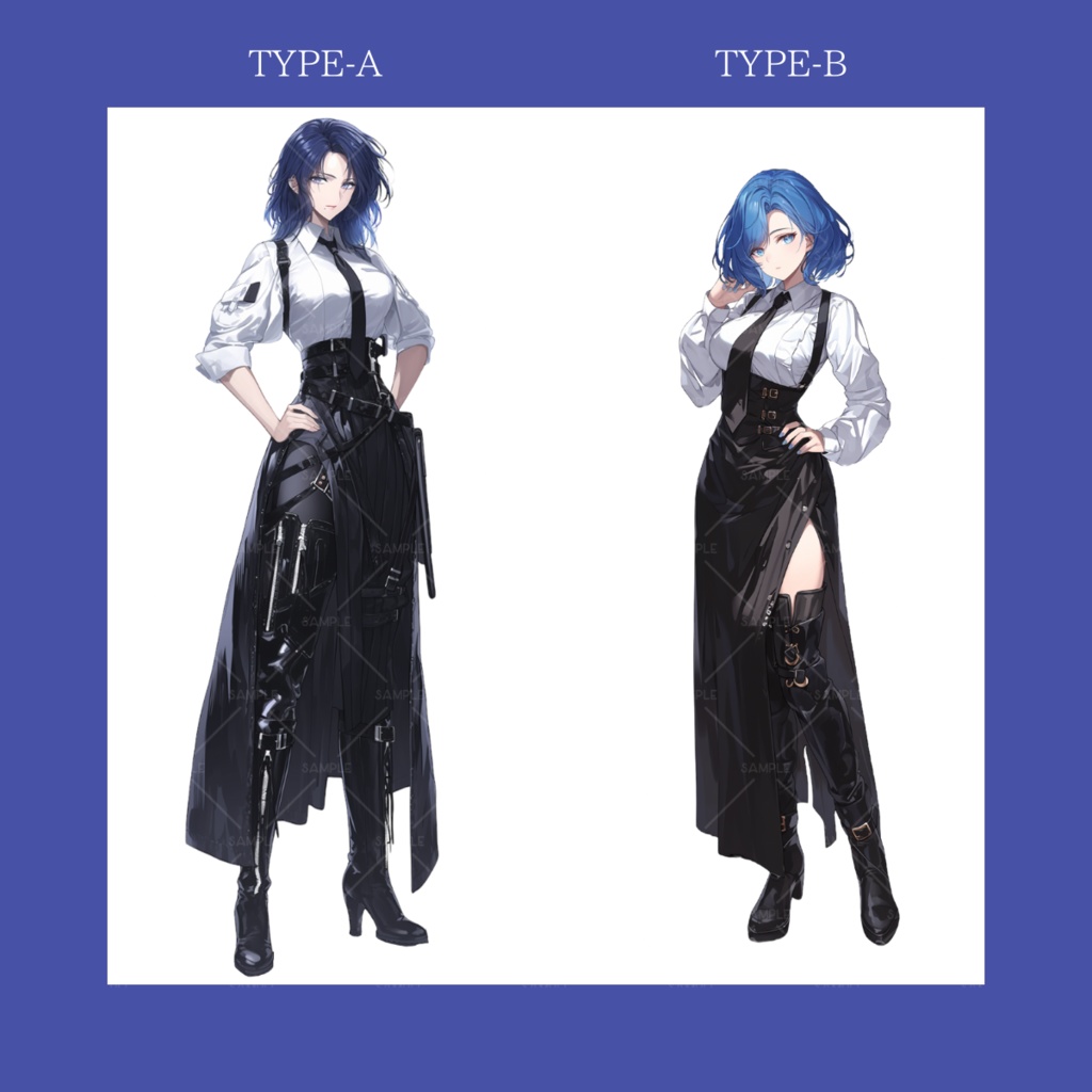 【立ち絵】No.37_青髪_女性_スーツ