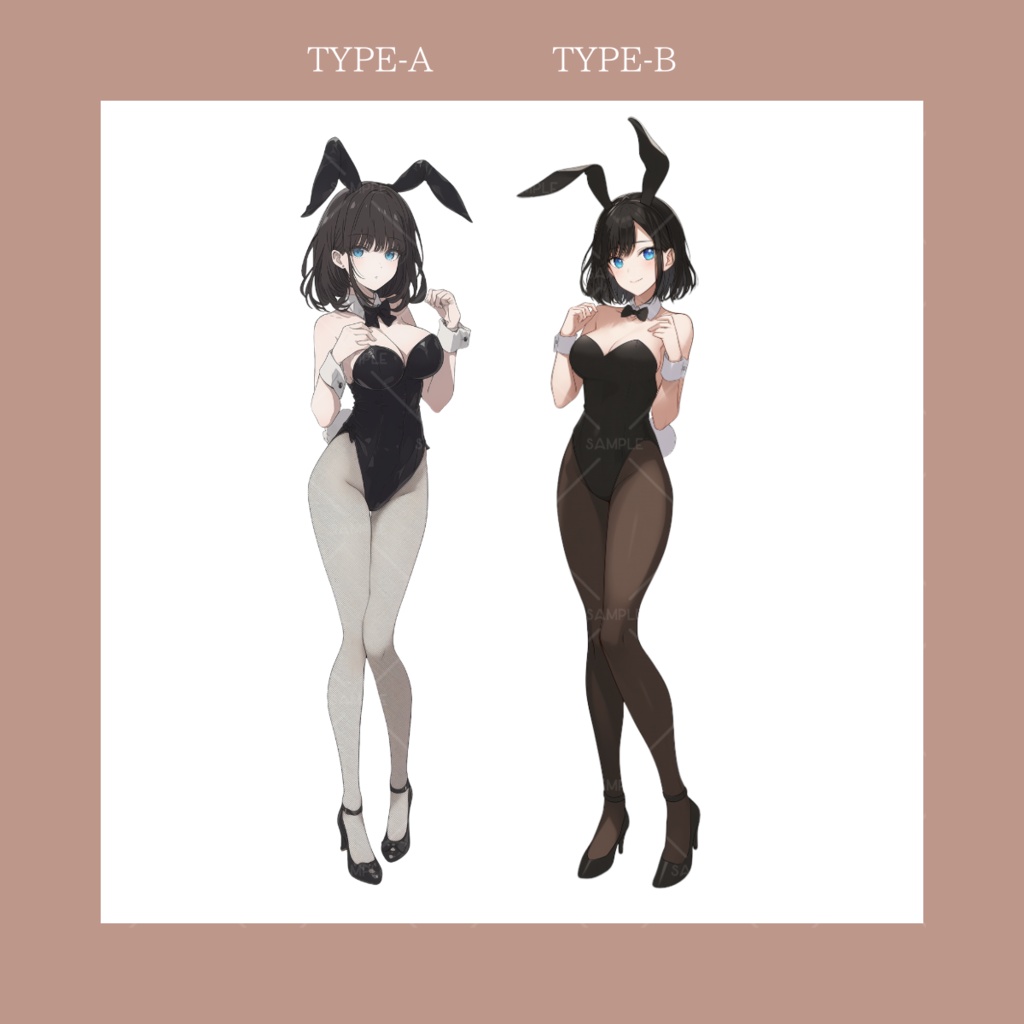 【立ち絵】No.63_黒髪_女性_バニーガール