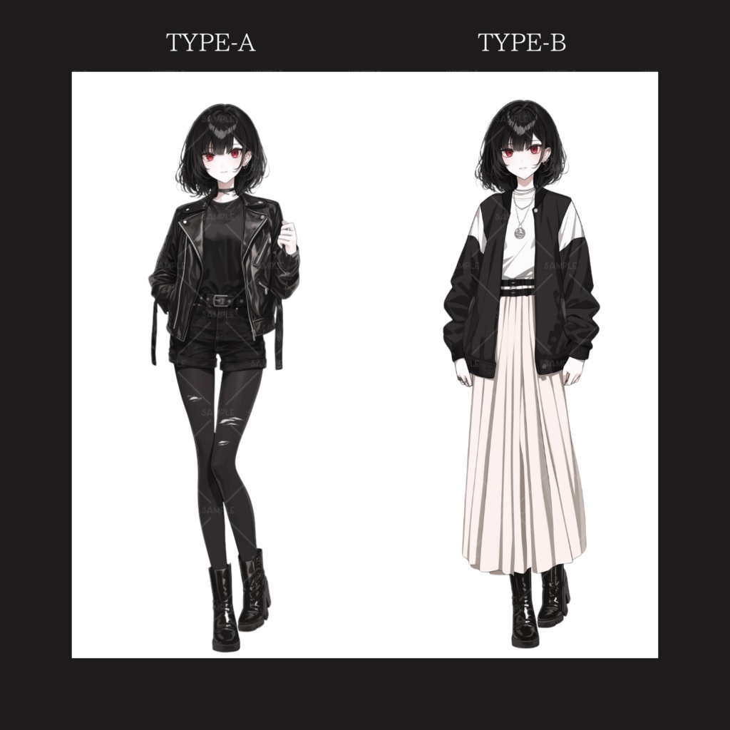 【立ち絵】No.114_黒髪_女性_私服_差分あり