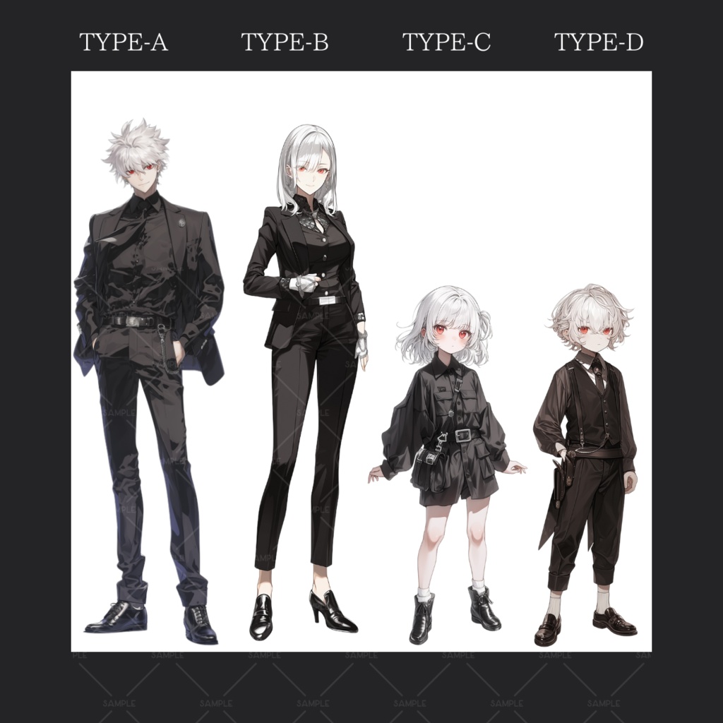 【立ち絵】No.116_銀髪_男性_女性_子供_スーツ