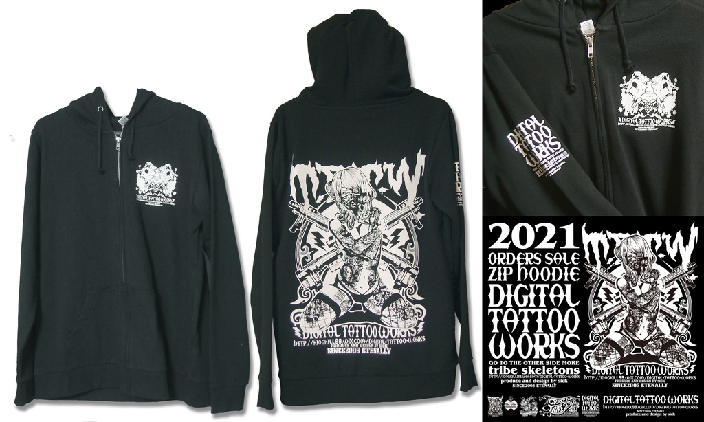 DIGITAL TATTOO WORKS 受注生産 ZIPパーカー2021
