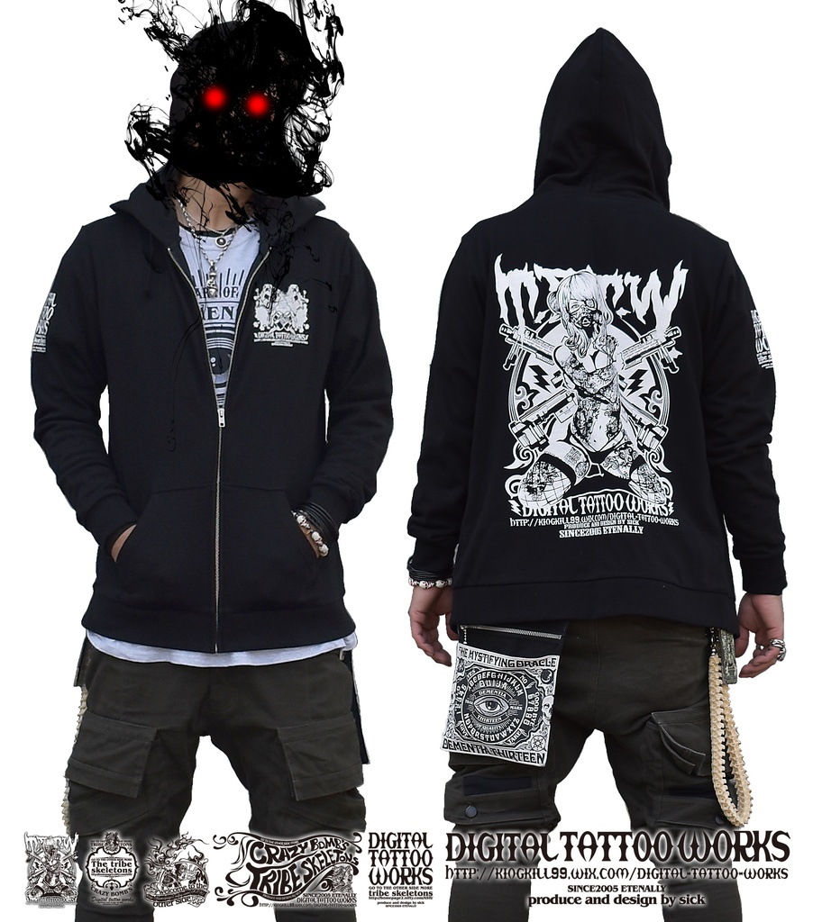 DIGITAL TATTOO WORKS 受注生産 ZIPパーカー2021