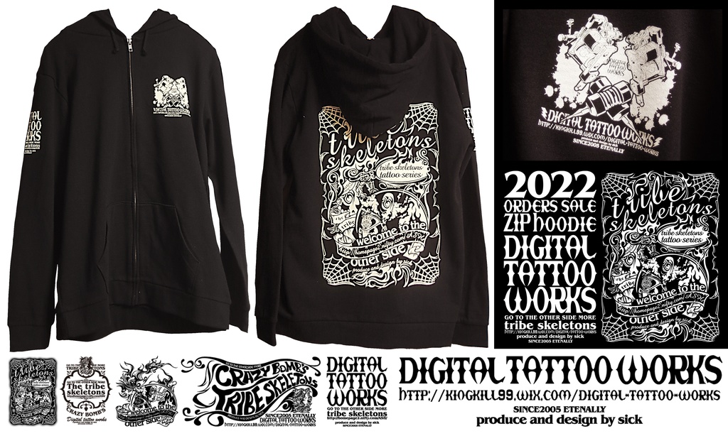 DIGITAL TATTOO WORKS 受注生産 ZIPパーカー2022